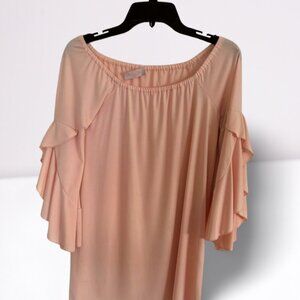 XOXO Rose Pink Ruffle Long Sleeve Blouse